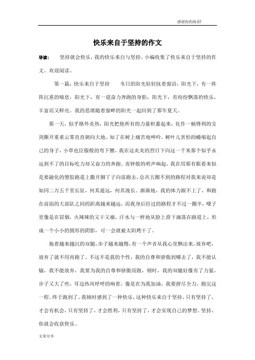 快乐来自于坚持的作文