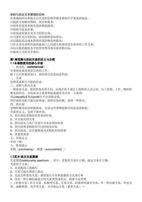 采购与供应关系管理串讲资料