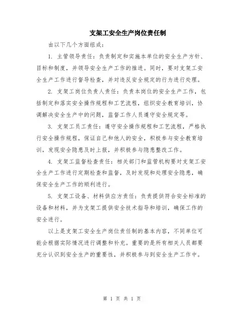 支架工安全生产岗位责任制