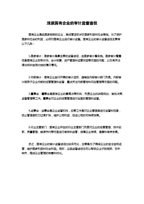 浅谈国有企业的审计监督途径