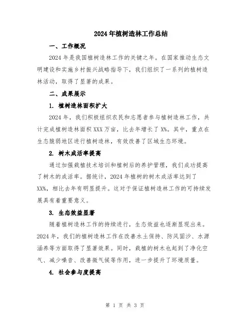 2024年植树造林工作总结