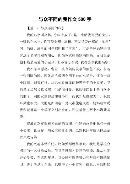 与众不同的我作文500字