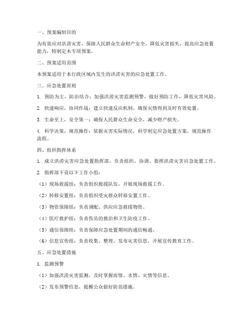 洪涝灾害现场处置专项预案