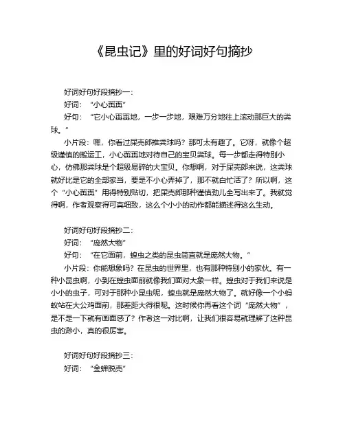 《昆虫记》里的好词好句摘抄