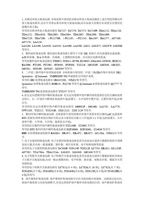 音响常用IC型号