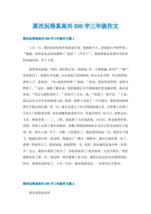 那次玩得真高兴300字三年级作文