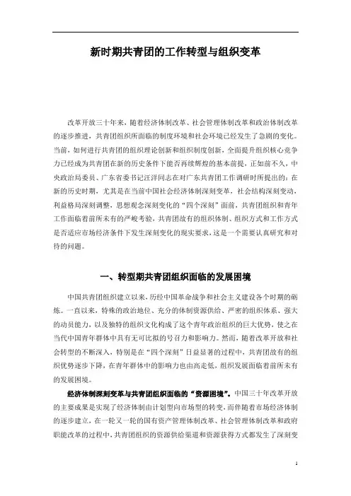 新时期共青团的工作转型与组织变革