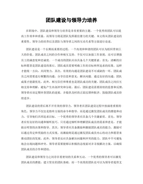 团队建设与领导力培养