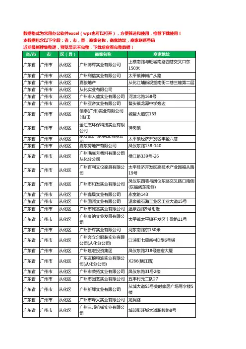 2020新版广东省广州市从化区实业有限公司工商企业公司商家名录名单黄页联系电话号码地址大全75家