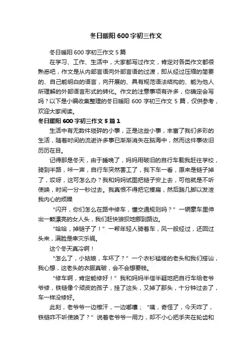 冬日暖阳600字初三作文5篇