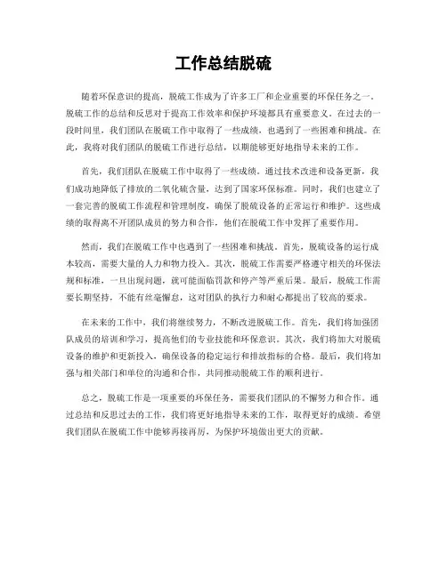 工作总结脱硫