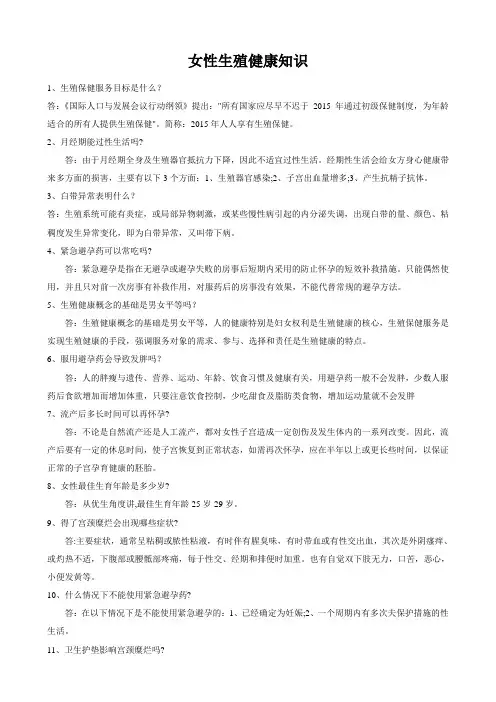 11女性生殖健康知识问答