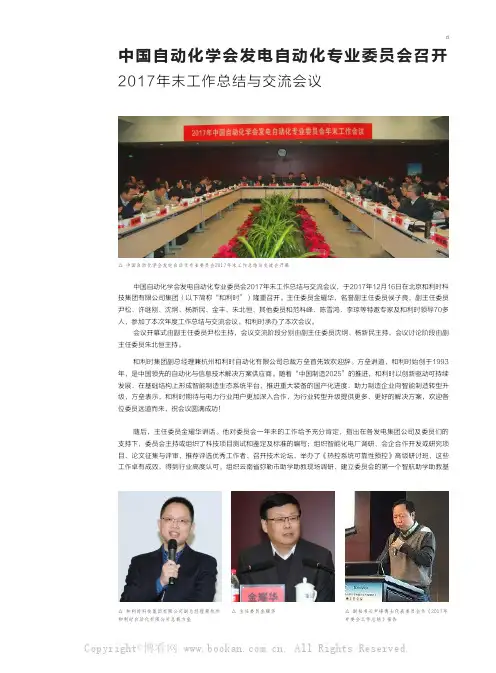 中国自动化学会发电自动化专业委员会召开2017年末工