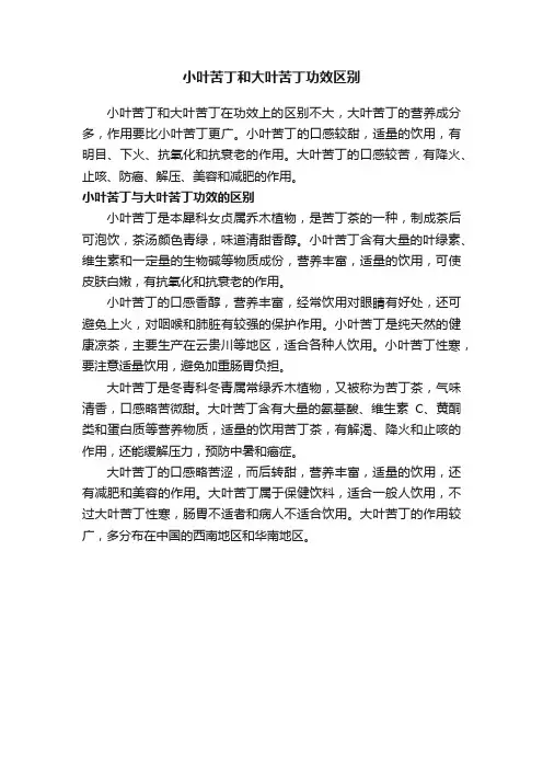 小叶苦丁和大叶苦丁功效区别