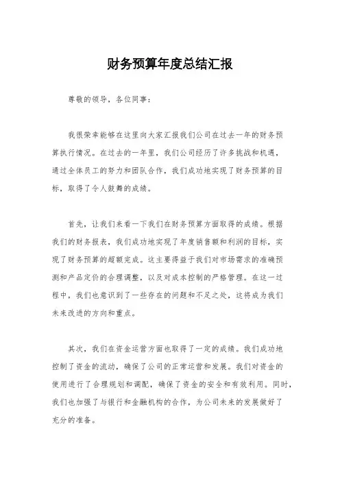 财务预算年度总结汇报