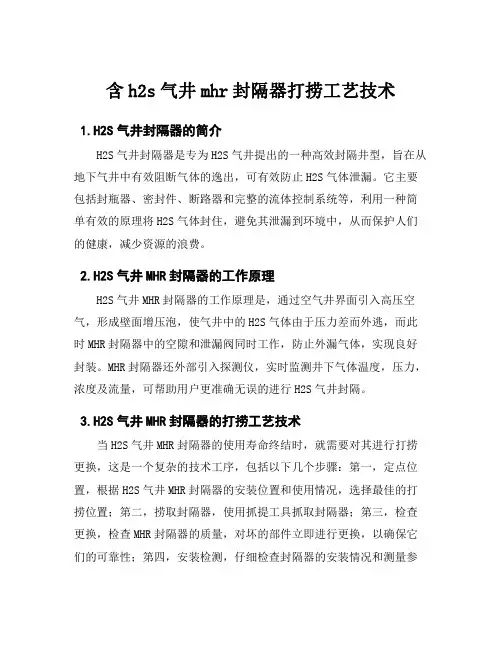 含h2s气井mhr封隔器打捞工艺技术