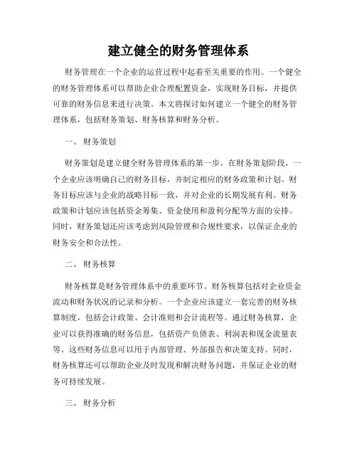 建立健全的财务管理体系