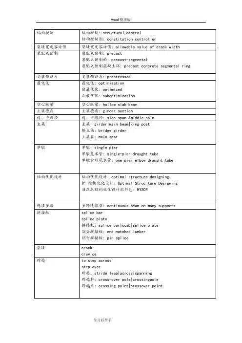 桥梁工程英语专业词汇