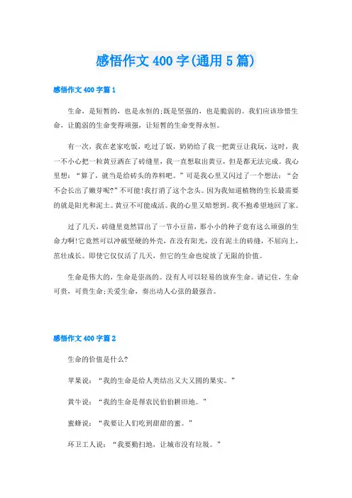 感悟作文400字(通用5篇)