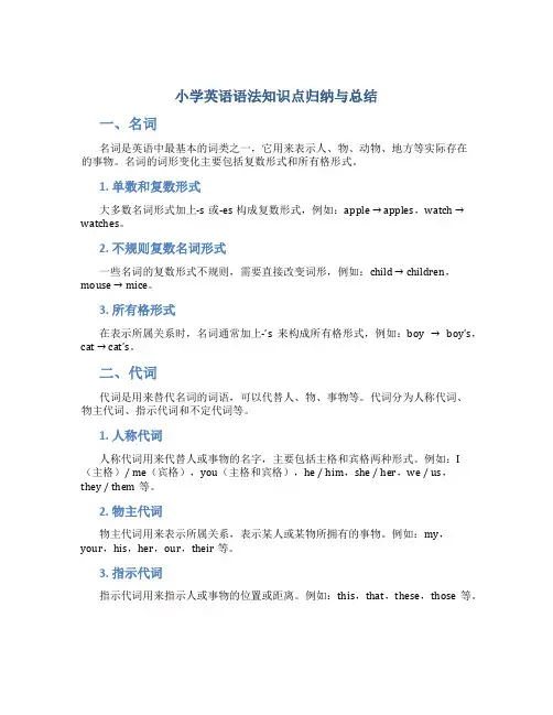 小学英语语法知识点归纳与总结