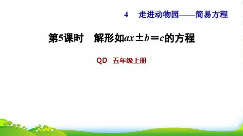 2022五年级数学上册四走进动物园__简易方程第5课时解形如ax±b=c的方程习题课件青岛版六三制