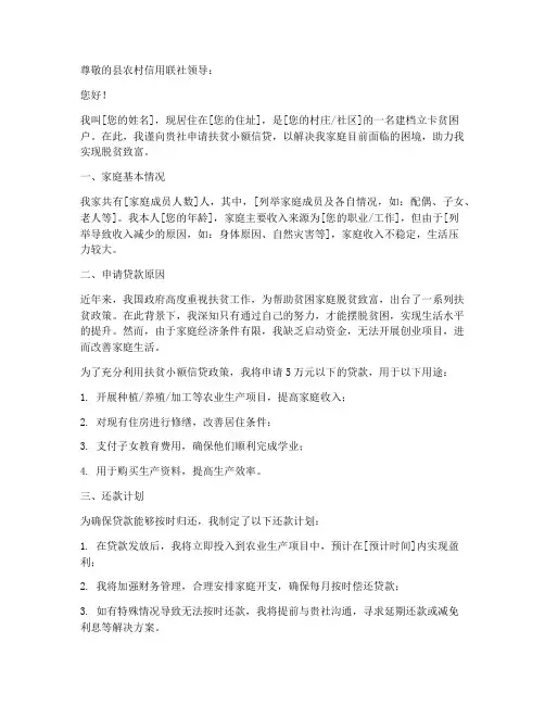 扶贫小额贷款申请书