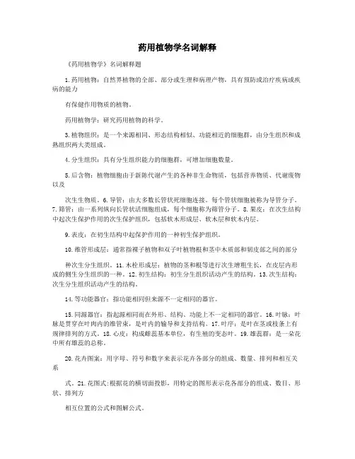 药用植物学名词解释