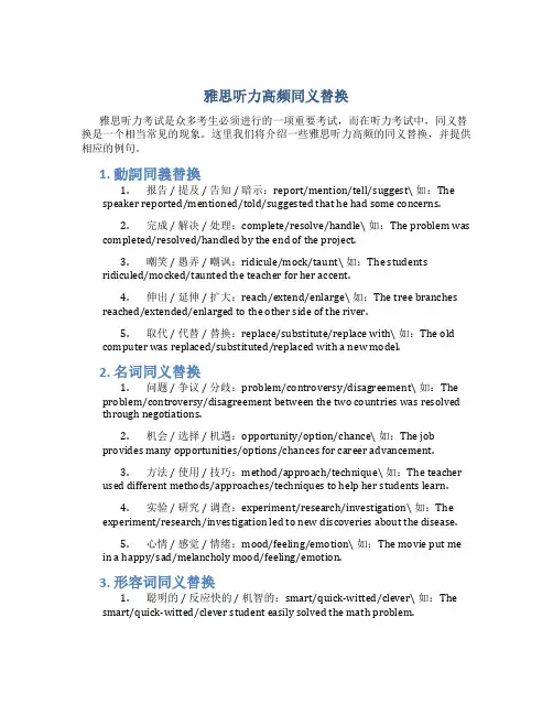 雅思听力高频同义替换