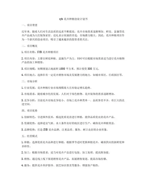syb花卉种植创业计划书