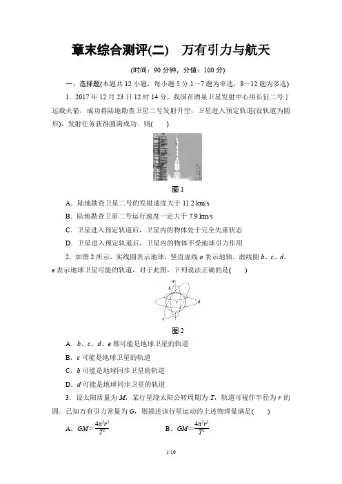 人教版必修二物理 第二章 章末综合测评
