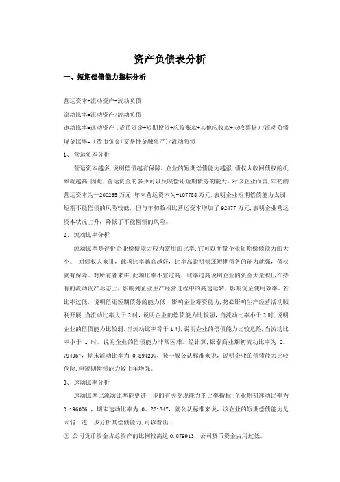 资产负债表分析