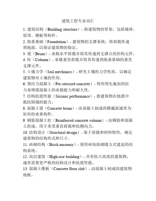 建筑工程专业词汇