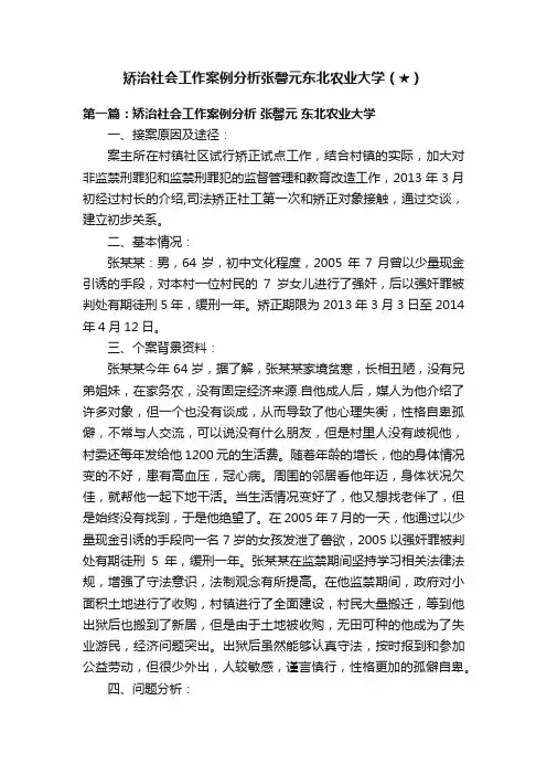 矫治社会工作案例分析张馨元东北农业大学（★）