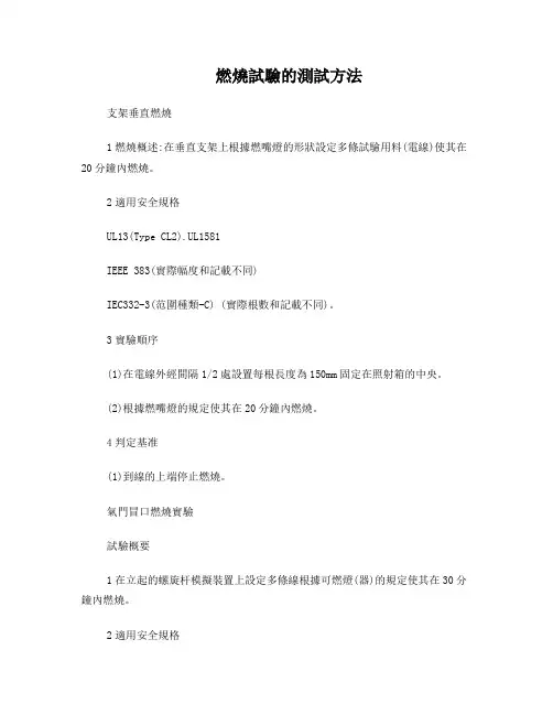 燃烧试验的测试方法