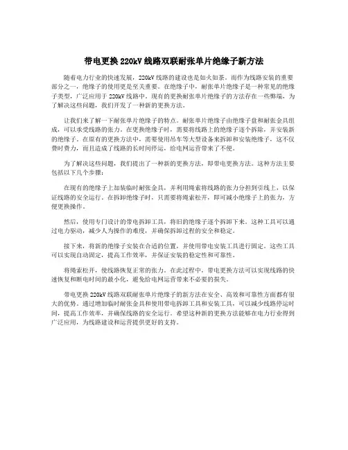 带电更换220kV线路双联耐张单片绝缘子新方法