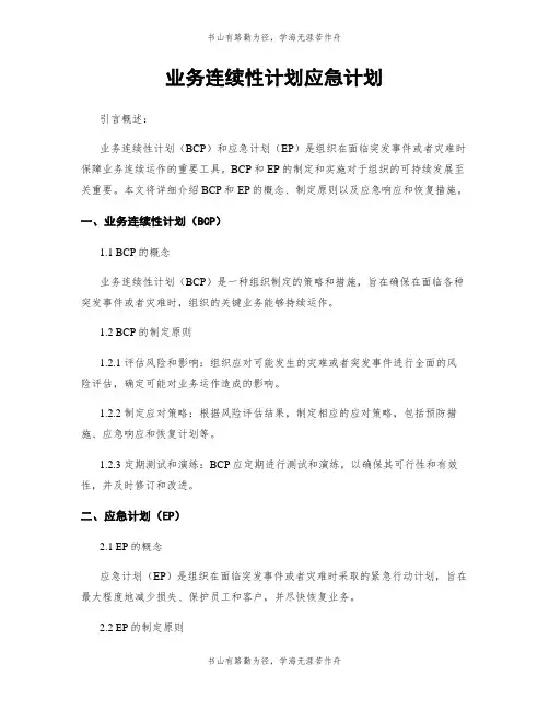 业务连续性计划应急计划