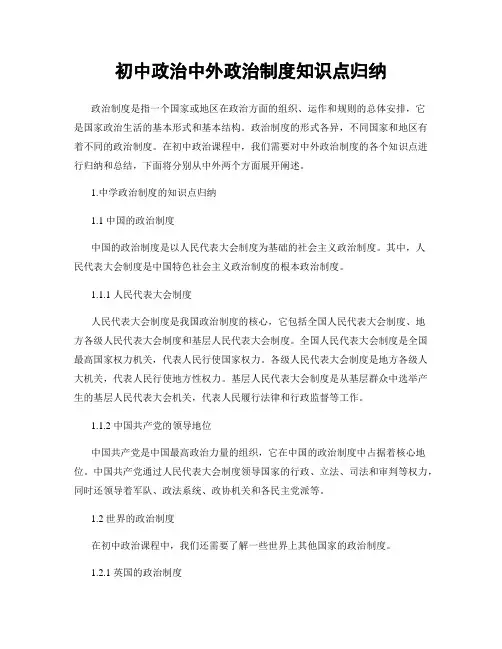初中政治中外政治制度知识点归纳