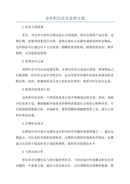 仓库积压库存处理方案
