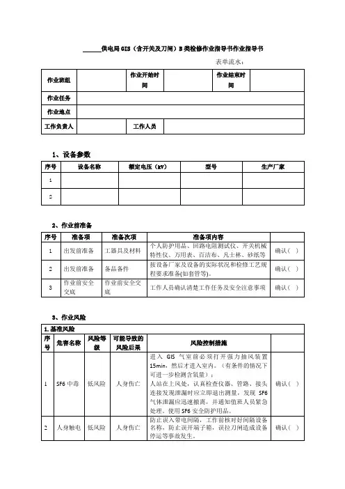 GIS(含开关及刀闸)B类检修作业指导书