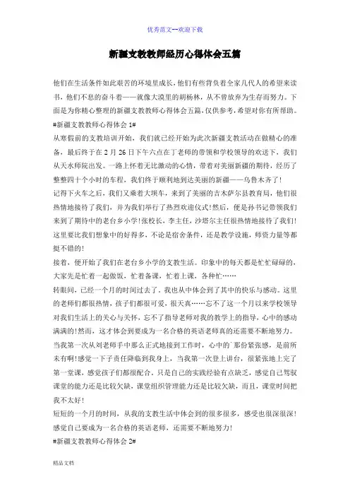 新疆支教教师经历心得体会五篇