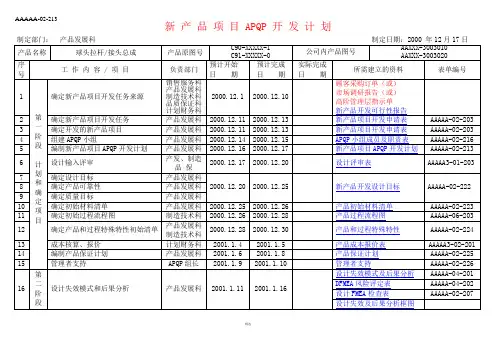 APQP完整范本