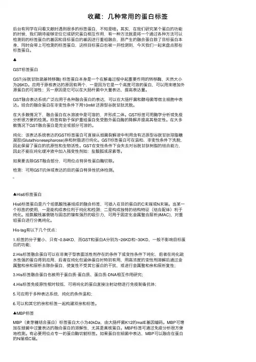 收藏：几种常用的蛋白标签