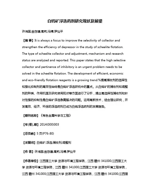 白钨矿浮选药剂研究现状及展望