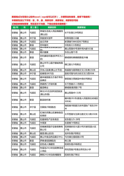 2020新版安徽省黄山市保健品工商企业公司商家名录名单联系电话号码地址大全208家