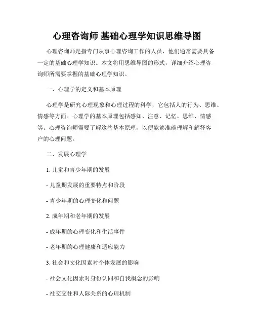 心理咨询师 基础心理学知识思维导图