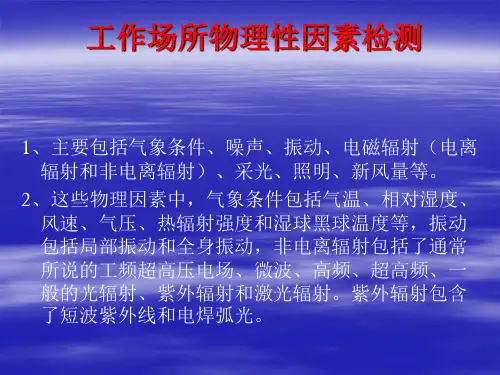 【职业卫生】工作场所物理因素检测技术