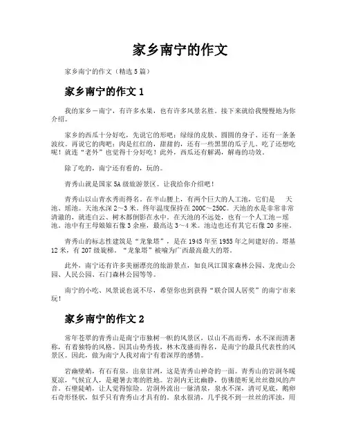 家乡南宁的作文