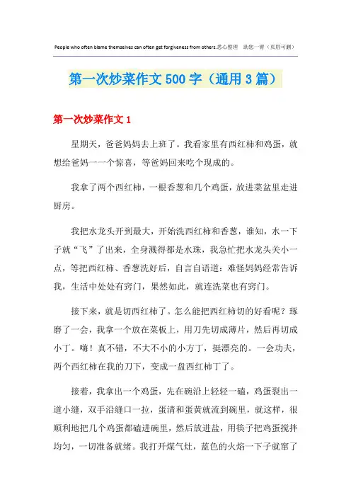 第一次炒菜作文500字(通用3篇)