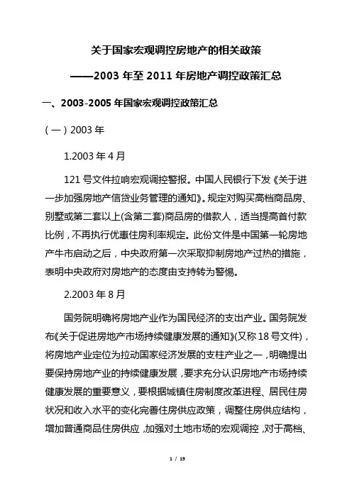 关于国家宏观调控房地产的相关政策