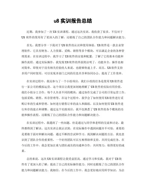u8实训报告总结